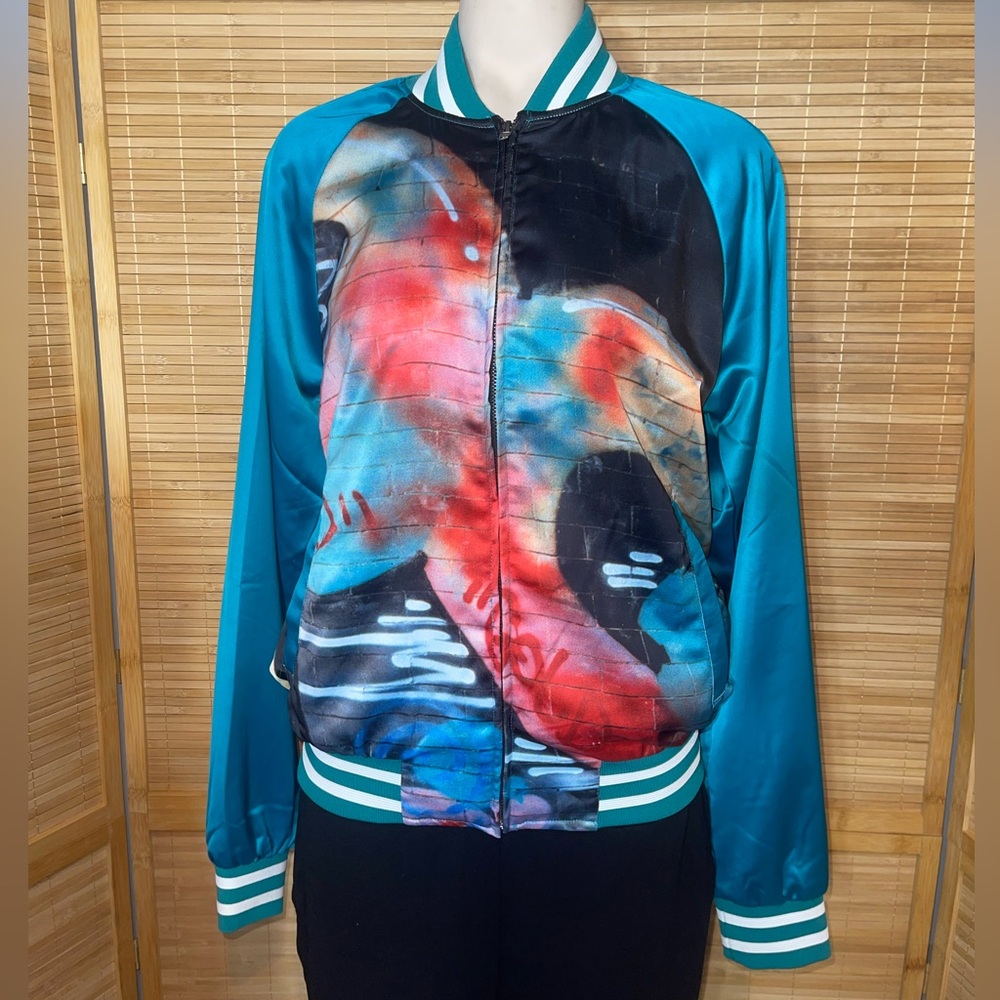 Men's Notorious B.I.G. Biggie Smalls Bomber Jacket Turquoise coat men’s small